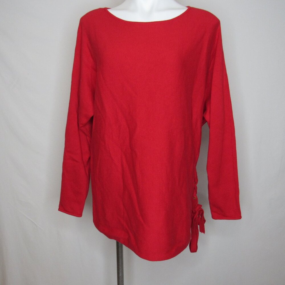 Michael Kors Red Tie Side Tunic Sweater Women's XL Xlarge